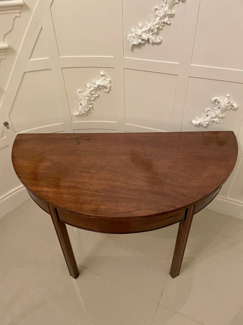 Quality Antique George III Mahogany Demi-lune Console Table - Image 5